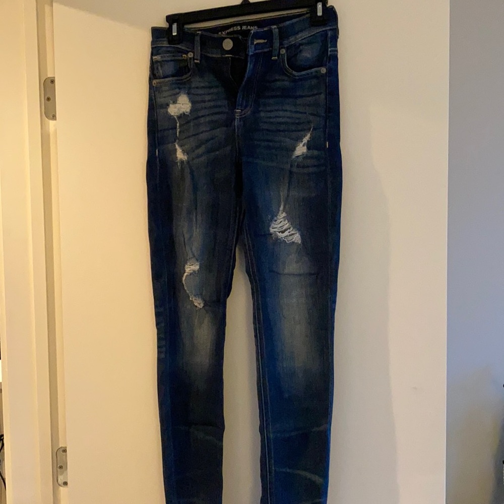 Express high rise ripped jean leggings!